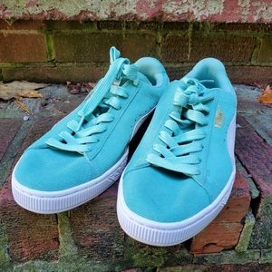 Puma Green and White Sneakers Suede Classic